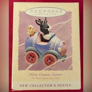 Easter Hallmark Keepsake Ornament 1994 Here Comes Easter Bunny Chick in Egg Car